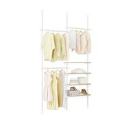 Sobuy perchero telescópico, resistente, armario abierto ajustable con estantes y barras, blanco, kls17-wn 198 cm