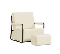 Sobuy poltrona relax con poggiapiedi fst99-mi | blanco crema | 59.5×74×78 cm | tela velluto texturizada y estructura de acero pintado en negro 59 cm