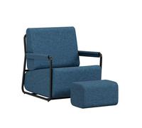 Sobuy poltrona relax con pouf fst99-b | azul oscuro | 59.5×67×78 cm | tela texturizada a coste y estructura de hierro pintado en negro 67 cm
