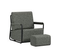 Sobuy poltrona relax con reposapiés fst99-dg | gris oscuro | 74×67×78 cm | tejido texturizado y estructura de acero pintado en negro 74 cm
