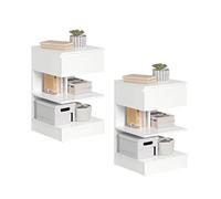 SoBuy Set 2 Mesitas de Noche con Cajón y 2 Estantes 39x39x65cm