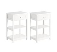 SoBuy Set 2 Mesitas de Noche con Cajón y Estantes 45x30x68cm