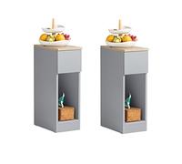 SoBuy Set 2 Mesitas de Noche Estrechas con Cajón 20x35x60cm | Mesa auxiliar compacta para dormitorio y salón, color gris FBT111-HGx2