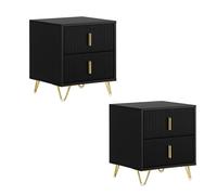 SoBuy Set 2 Mesitas Noche Modernas 2 Cajones MDF Negro 40x40x47cm Black