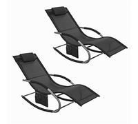SoBuy Set 2 Tumbonas de Jardín Exterior con Cojín, 150×63×87cm hasta 150 kg