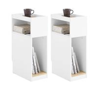 SoBuy Set de 2 mesas auxiliares estrechas con cajón, 20x35x60cm salón