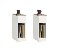 SoBuy Set de 2 Mesas Auxiliares Mesita de Noche con 1 Cajón Mesa para Salón Comedor FBT111x2 ES