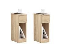 SoBuy Set de 2 Mesas Auxiliares Mesita de Noche con 1 Cajón Mesa para Salón Comedor FBT111x2 ES