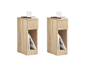 SoBuy Set de 2 Mesas Auxiliares Mesita de Noche con 1 Cajón Mesa para Salón Comedor FBT111x2 ES