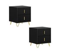 Sobuy set de 2 mesita de noche con 2 cajones, mesa auxiliar, moderna mesa de noche dormitorio, 40 x 40 x 47 cm, negro, fbt115-schx2 40 cm