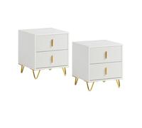 Sobuy set de 2 mesita de noche con 2 cajones, mesa auxiliar, moderna mesa de noche dormitorio, 40 x 40 x 47 cm, blanco, fbt115-wx2