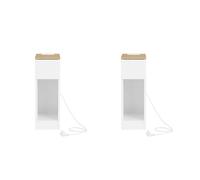 Sobuy set de 2 mesita de noche delgada con estación de carga, mesa auxiliar delgada con enchufe estándar, puerto usb y puerto tipo c para dormitorio y sala de estar, blanco, 20x33x60 cm, fbt111-e-wnx2