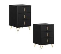 SoBuy Set de 2 Mesitas de Noche Mesa Auxiliar Mobiliario de Salón Moderno con 3 Cajones Negro 40 x 40 x 63 cm FBT115-L-SCHx2 ES