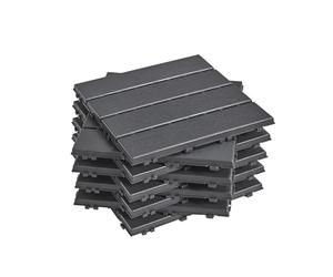 Sobuy Set de 35 Piezas Suelo para Terraza Exterior, Suelo Composite Exterior Antideslizante Impermeable Suelo Terraza Jardin Piscina Gris 30.5x30.5x2 cm SDA15-HG