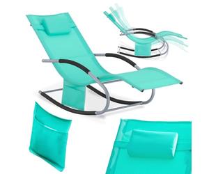 SoBuy Silla de Playa con Cojín 150×63×87cm, Carga máx. 150kg, Jardín | Tumbonas de Jardín Exterior con Bolsillo Lateral, Estructura de Metal Robusta, Tejido Transpirable, Turquesa claro, OGS28-TB