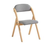 SoBuy Silla Plegable de Madera Confortable - Silla Plegable Interior con Asiento Acolchado, Silla Comedor de Madera Plegable para salón y Cocina, Gris Claro 47,5 x 59 x 77 cm FST92-N