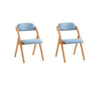 SoBuy Silla Plegable de Madera - Silla Plegable Interior con Asiento Acolchado, Silla Comedor de Madera para salón y Cocina, sillas Comedor Pack 2 Azul 47,5 x 59 x 77 cm FST92-BLx2