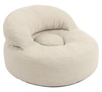 SoBuy Sillón Bean Bag Circular con Respaldo y Puf a Juego, Beige Asiento circular principal con respaldo en forma FST100-MI