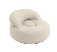 SoBuy Sillón Cesta Relax Individual Tapizado en Pana Blanco Crema 125×110×65 cm Beige Large