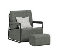SoBuy Sillón Relax con reposapiés, Espuma 30D y Confort ergonómico 67x74x78 | Sillón con taburete, tejido de franela suave y estructura estable para salón, dormitorio y espacios pequeños, grigio FST99-DG