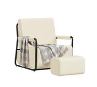 SoBuy Sillón Relax con reposapiés, Espuma 30D y Confort ergonómico 67x74x78 | Sillón con taburete, tejido de franela suave y estructura estable para salón, dormitorio y espacios pequeños, beige, FST99-MI