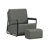 SoBuy Sillón Relax con reposapiés, Espuma 30D y Confort ergonómico 67x74x78 | Sillón con taburete, tejido de franela suave y estructura estable para salón, dormitorio y espacios pequeños, grigio FST99-DG