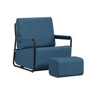SoBuy Sillón Relax con reposapiés, Espuma 30D y Confort ergonómico 67x74x78 | Sillón con taburete, tejido de franela suave y estructura estable para salón, dormitorio y espacios pequeños, blu, FST99-B