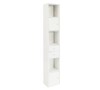 SoBuy STR10-W Mueble Columna de Baño Armario de Almacenamiento Armario Independiente con 2 Puertas y 2 Cajones Blanco 33x24x188cm ES