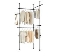 SoBuy Telescópica Perchero Burro Ropa resistente, dormitorio | Armario abierto ajustable con barras para ropa, diseño práctico para vestidor, negro, KLS03-II-SCH
