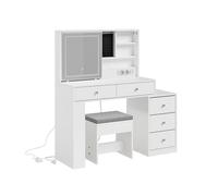 Sobuy tocador con espejo led y usb set de 2 fwt114-e-w | blanco | 120x40x127 cm | melamina 127 cm