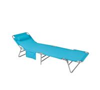 SoBuy OGS35 tumbona de jardín con bolsa lateral y almohada tumbona plegable aireada para jardines, patios, pliegues Azul