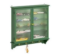 SoBuy Vitrina Cristal Mural con LED Sensor, 4 estantes Vidrio Regulables | Vitrina expositora con estantes de 10,4 cm de profundidad, presentación antipolvo, Verde, 68x13,5x68,5cm, FSB114-E-SY