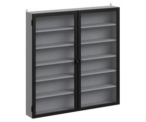 SoBuy Vitrina de Pared con Puertas de Cristal, 5 Estantes, y Gris Dos puertas de cristal cinco estantes FSB113-H-DG