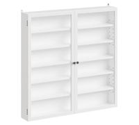 SoBuy Vitrina de pared con puertas de cristal y 5 estantes ajustables, blanco Marco rectangular dos puertas de FSB113-H-W