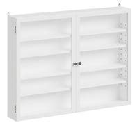 SoBuy Vitrina de Pared con Puertas de Cristal y Luz LED, Mueble Expositor Moderno Armario de pared rectangular con FSB113-W