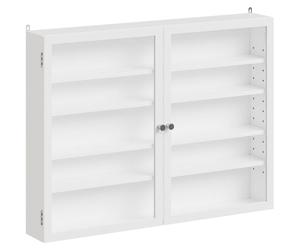 SoBuy Vitrina de Pared con Puertas de Cristal y Luz LED, Mueble Expositor Moderno Armario de pared rectangular con FSB113-W