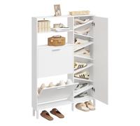 SoBuy Zapatero 14 cm Ultraestrecho, Abatibles Configurables, Blanco | Mueble Zapatero, 3 Abatibles o 2 + Estante Abierto, Botas Talla 46, Estantes Ajustables, Recibidor y Pasillo, FSR230-W