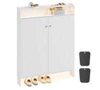 SoBuy Armario de Zapatos Blanco Estrecho con 2 Puertas y 3 Baldas, Mueble Organizador para Entrada y Pasillo Armario FSR227-E-W