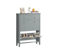 SoBuy FSR89-HG Camión volquete de zapatos Zapatero con 2 zapateros con solapa y cajón Cómoda para zapatos Estante para zapatos BHT aprox: 80x108x25cm Gris oscuro