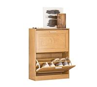 SoBuy Zapatero con 2 Solapas 60x23x79cm para recibidor | Organizador para zapatos armario de entrada, capacidad 20kg, diseño natural FSR137-N