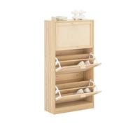 SoBuy Mueble zapatero con 3 solapas, mueble zapatero estrecho, estantería para zapatos, zapatero con 6 estantes, cómoda natural, WDH 60x118x24cm Nature