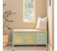 SoBuy: Zapatero con asiento y puertas de diseño tipo rejilla. Banco con espacio de almacenamiento, banco para pasillo, caja para zapatos, mueble auxiliar con asiento, estante para zapatos, estrecho, c