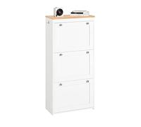 SoBuy Zapatero Entrada Recibidor Organizador para Zapatos con Dos Ganchos Mueble Zapatero Blanco con 3 Solapas, para Entrada y Pasillo Estrecho, 12 Pares de Zapatos, 59x26x116 cm - FSR144-WN