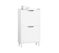 SoBuy Zapatero Estrecho Blanco con 2 Solapas Mueble Zapatero Entrada Recibidor, Armario Zapateros Estrecho de Madera para Pasillo Estrecho y Entrada, 50x19x91cm, Blanco，FSR151-W