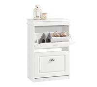 SoBuy Zapatero FSR78-W Mueble recibidor estrecho gran capacidad 2 solapas Blanco 54x24x83 cm