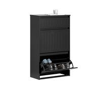 SoBuy Mueble zapatero FSR165-SCH estrecho 2 solapas y cajón organizador Negro 61x26x100 cm