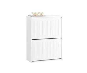 SoBuy Zapatero Estrecho con 2 Solapas 61x26x81cm para recibidor | Mueble zapatero entrada recibidor, MDF E1, sin tiradores, ideal pasillo estrecho, blanco FSR165-K-W