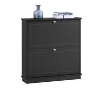SoBuy Zapatero Estrecho con 2 Solapas 76x18x78cm para recibidor | Mueble zapatero vertical para 8 pares, MDF E1, diseño moderno negro FSR99-SCH