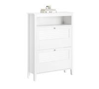 SoBuy FSR152-W Zapatero Estrecho con 2 Solapas y 1 Estante Abierto Organizador para Zapatos de Entrada 80 x 25 x 108 cm Blanco ES