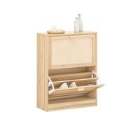 SoBuy Zapatero Estrecho con 2 Solapas y 4 Balas, Mueble Organizador para Zapatos de Entrada Recibidor, Zapatero Madera Natural para Pasillo, 60x24x80 cm, Capacidad 8 Pares de Zapatos FSR160-N